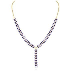 Necklace Blue Chevron Herringbone